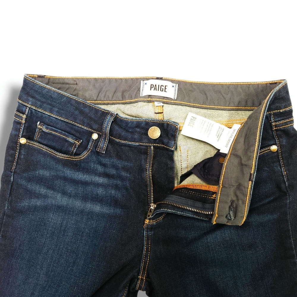 Paige Skyline Skinny Jeans Mid Rise Surface Dark Wash‎ Ankle Crop Stretch 30 - Picture 5 of 10